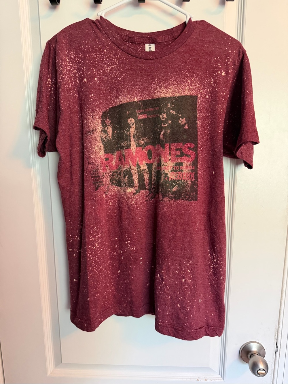 Ramones Rocket to Russia Custom Bleach-Splatter Band Tee Size M